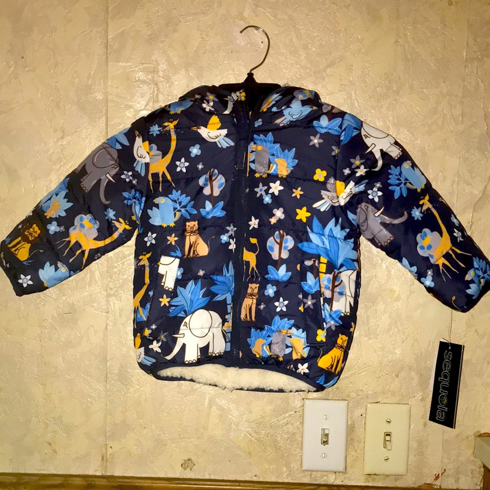 Navy blue safari print sequoia coat (24mo.)